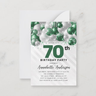 Budget Green Silver Ballon Glitzer 70. Geburtstag Mitteilungskarte