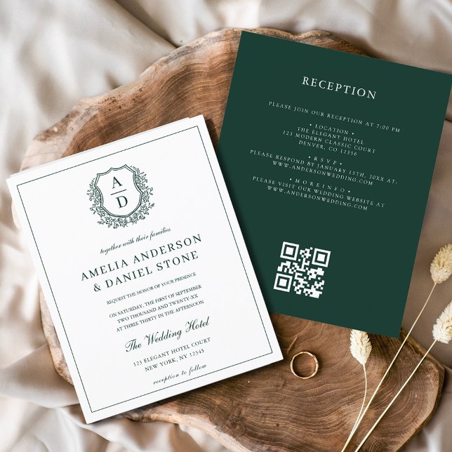 Budget Green Wappen Wedding QR Code Einladung (Von Creator hochgeladen)