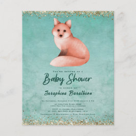 Budget Green Watercolor Woodland Fox Baby Dusche
