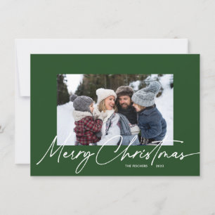 Budget Green Weihnachtskalligrafie Einfach 3 Foto Feiertagskarte
