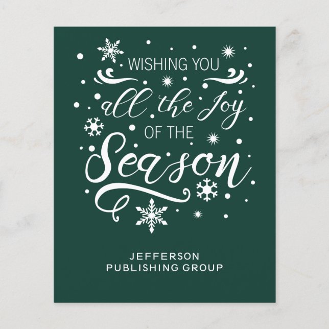 Budget Green White Modern Business Holiday Card (Vorderseite)