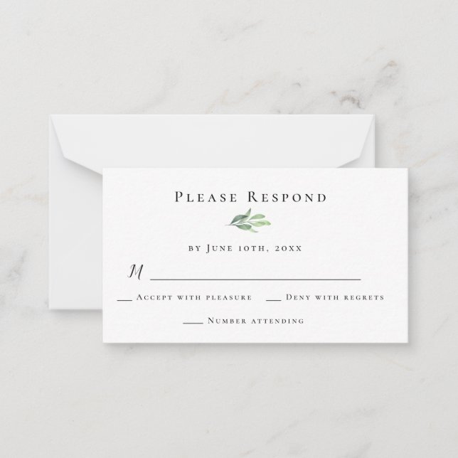 Budget Greenerity Wedding Response RSVP Card Mitteilungskarte (Vorderseite)