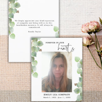 Budget Greenery Beerdigung Foto Flat Danke Karte