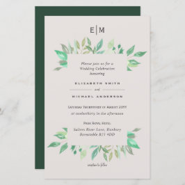 BUDGET Greenery Blush Blätter Wedding Einladungen 