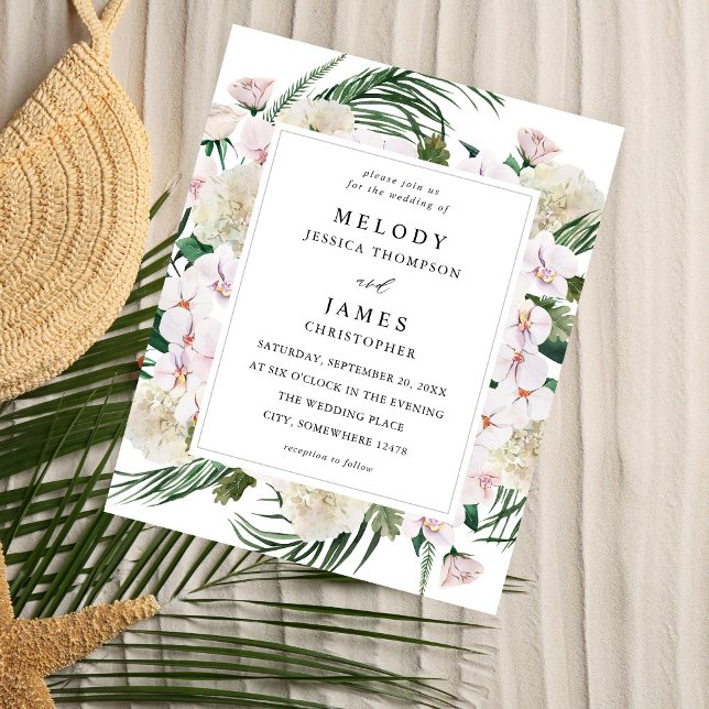 Budget Greenery Boho Tropical Floral Wedding Flyer (Von Creator hochgeladen)