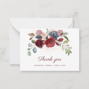Budget Greenery Burgundy Floral Wedding Vielen Dan Mitteilungskarte