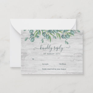 Budget Greenery Eucalyptus Wedding RSVP Mitteilungskarte