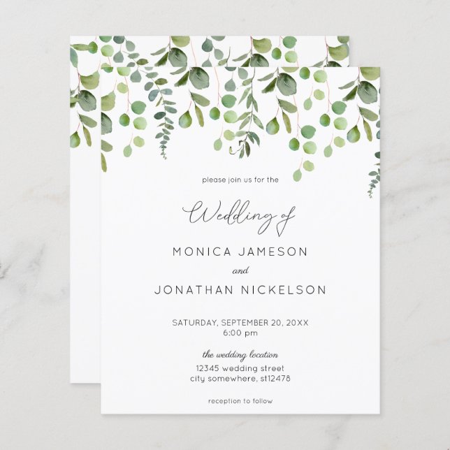 Budget Greenery Eucalyputs Hochzeit (Vorne/Hinten)