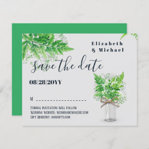 BUDGET Greenery Ferns Wedding Save the Dates