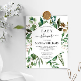 Budget Greenery Foliage Babydusche Einladung