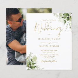 Budget Greenery Foto Goldene Hochzeit Einladung
