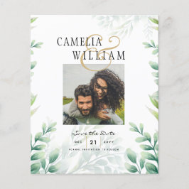 BUDGET Greenery FOTO Wedding Save the Date QRcode Flyer
