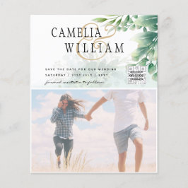 BUDGET Greenery FOTO Wedding Save the Date QRcode Flyer