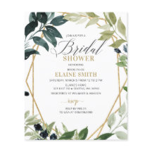 Budget Greenery Geometric Bridal Dusche Einladung
