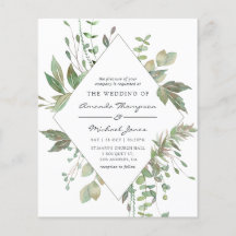 Budget Greenery Geometric Wedding Einladung