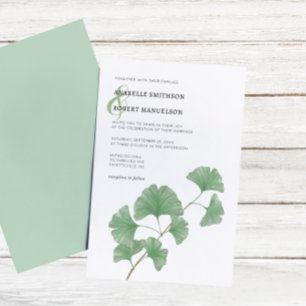 Budget Greenery Ginkgo Tree Watercolor Wedding Einladung