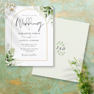 Budget Greenery Gold Arch Hochzeit Einladung