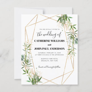 Budget Greenery Leaf Foliage Gold Moderne Hochzeit