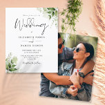 Budget Greenery Leaves Photo Wedding Invitation<br><div class="desc">This elegant budget botanical greenery leaves wedding invitation can be personalized with your information in chic typography with your special photo on the reverse. Designed by Thisisnotme©</div>
