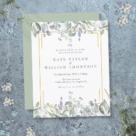 Budget Greenery Lilac Floral Wedding Einladung
