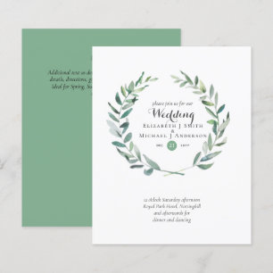 Budget Greenery Olive Blätter Hochzeiten Einladung