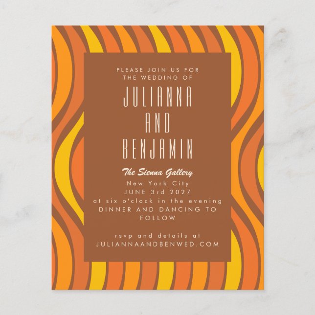 Budget Groovy 70er Wavy Lines Orange Brown Wedding (Vorderseite)