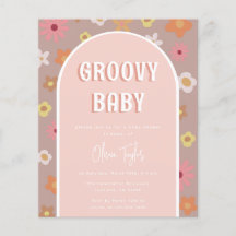 Budget Groovy Retro Mädchen Baby Shower Einladung