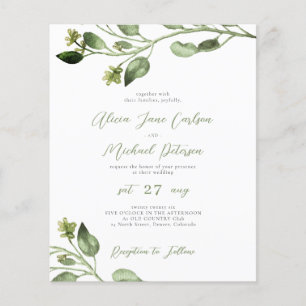 Budget Grün elegantes Schrift Hochzeitseinladung