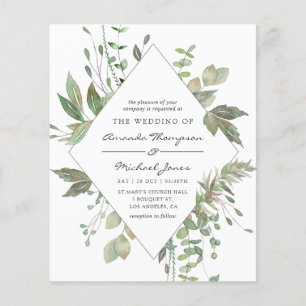 Budget Grün Geometrische Hochzeitseinladung Flyer