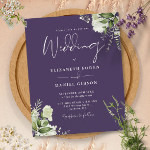 Budget Grün lilafarbene Hochzeitseinladung