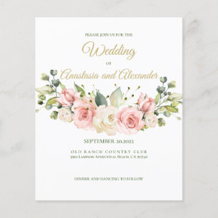 Budget/Grün/Rose- Einladung Hochzeit. Flyer