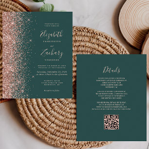 Budget Grün Roségold Glitter QR Code Hochzeit