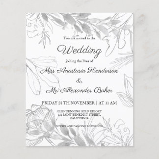 Budget/Grün/Silber - Einladung Hochzeit. Flyer