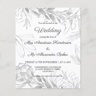 Budget/Grün/Silber - Hochzeitseinladung. Flyer