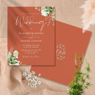 Budget Grün Terrakotta Hochzeitseinladung