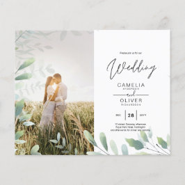 BUDGET Grüne Blätter Foto Overlay Wedding QR Flyer