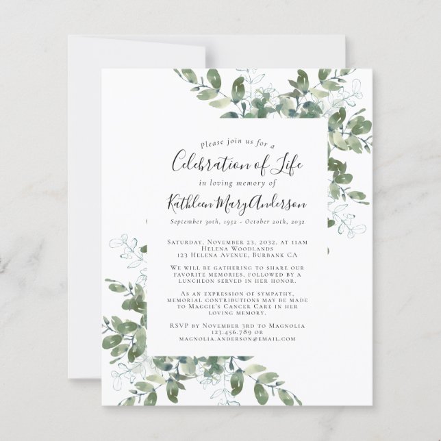 Budget Grüne Feier zum Leben (Vorderseite)