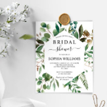 Budget Grüne Foliage Bridal Dusche Einladung