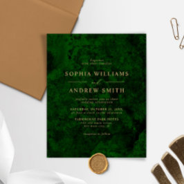 BUDGET Grüne & Gold Minimale Hochzeitseinladung