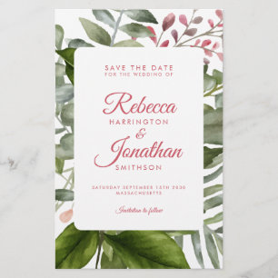 Budget Grüne Rosa Blätter Einladung Hochzeit Flyer