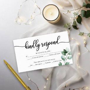 Budget Grünpflanzen Eukalyptus Hochzeit RSVP Begleitkarte