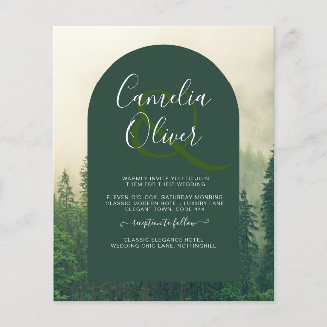 BUDGET Grünwald Pine Trees Hochzeit Flyer (Vorne)