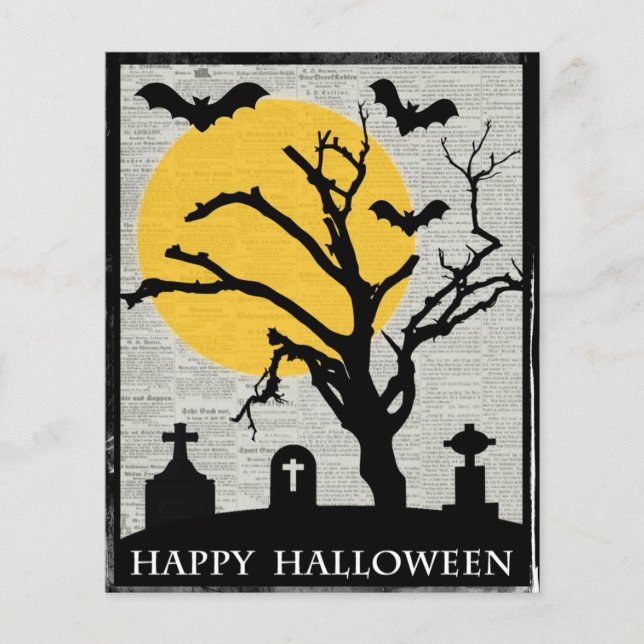 BUDGET Gruseliger Baum und Grabstein Halloween-Kar (Vorderseite)