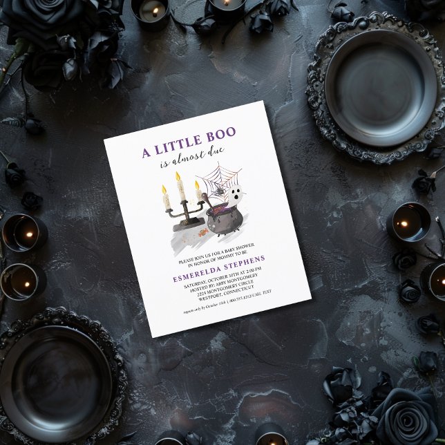 Budget Halloween Little Boo Baby Dusche Einladung Flyer (A LITTLE BOO IS ALMOST DUE BUDGET INVITATION)