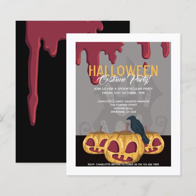 BUDGET Halloween-Party Pumpkin Dripping Blood Crow (Vorne/Hinten)