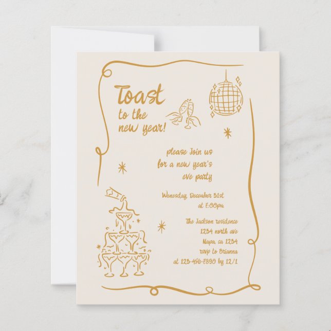 BUDGET Hand Drawn Illustrated New Years Eve Party (Vorderseite)