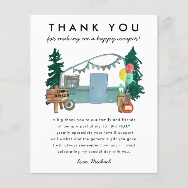 Budget Happy Camper Camping Danke Geburtstag | Zazzle.at