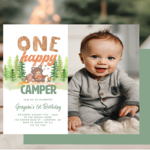 Budget Happy Camper Foto 1. Geburtstag Einladung