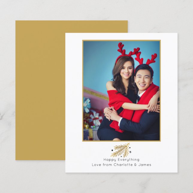 BUDGET Happy Everything Holiday Foto Card (Vorne/Hinten)