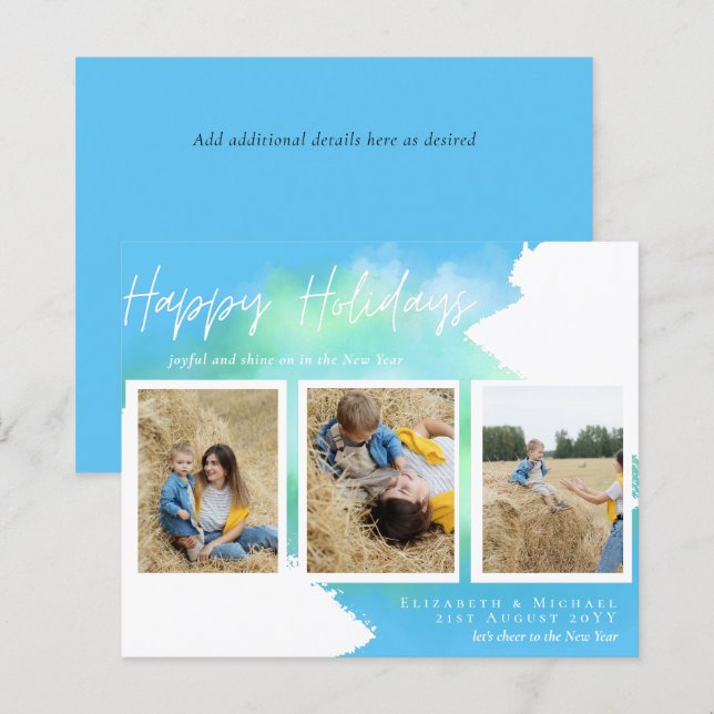 Budget Happy Holidays Fotokarten Abstrakt Moderne (Vorne/Hinten)